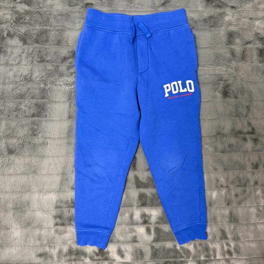 Polo Ralph Lauren Joggers Kids Size 5 Royal Blue Fleece Logo Sweatpants